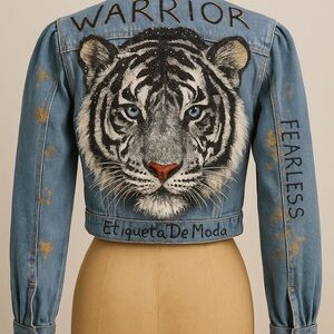 Blue Denim Jacket Etiqueta de Moda